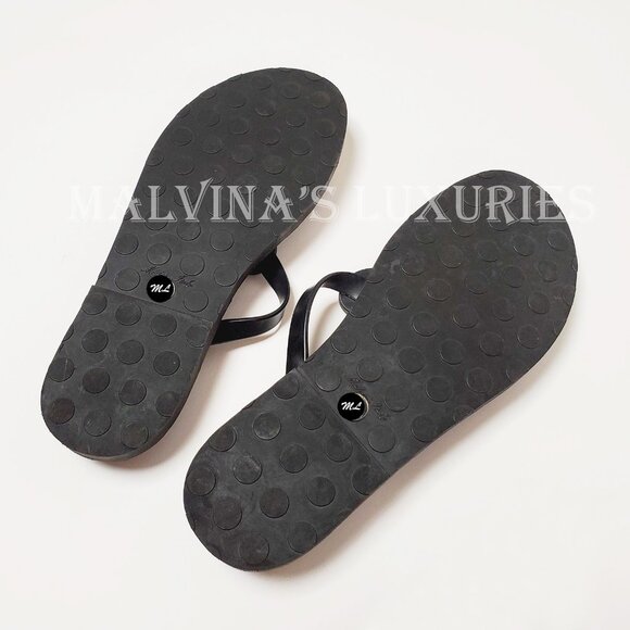 YVES SAINT LAURENT SHOES BLACK RUBBER FLIP FLOPS THONG w HEART sz 38 / US 8 - Picture 10 of 11